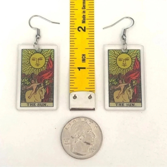 “The Sun” Tarot Card Handmade Drop Earrings - Picture 4 of 4